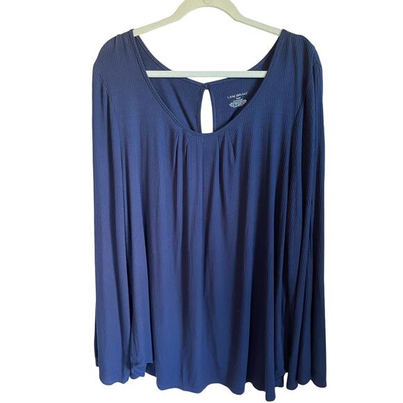 Lane Bryant Tops - Lane Bryant Ribbed Knit Top NWT Sz 26/28 Stretch Blue Long Sleeve Cold Shoulder
